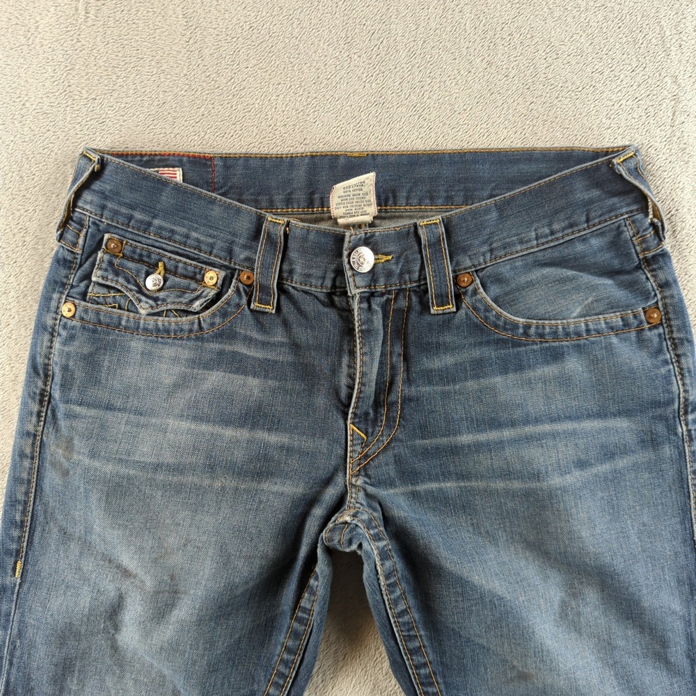 Vintage True Religion Cut Off Shorts Mens 34 Blue Billy Raw Frayed Hem USA - Picture 2 of 11